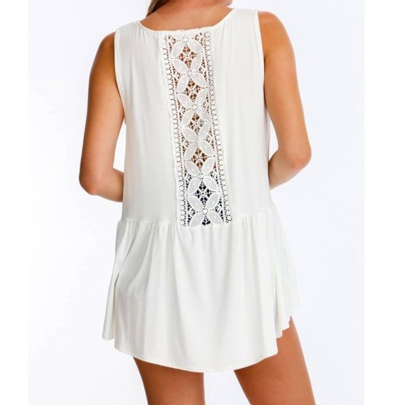 🌼Ruffled Tank with Crochet Back Detail in White - Picture 2 of 4